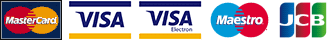 MasterCard, Visa, Visa Electron, Maestro, JCB